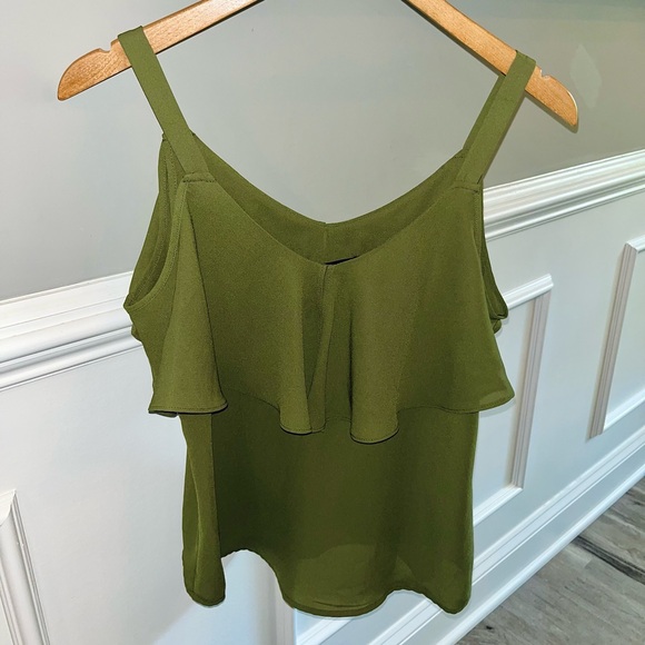 New York & Company Tops - 7th Avenue New York & Company Olive Green Sleeveless Sheer Flowy Tank Top XS